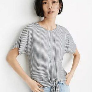 Madewell Button-Back Tie Tee in Classon Stripe, Size M